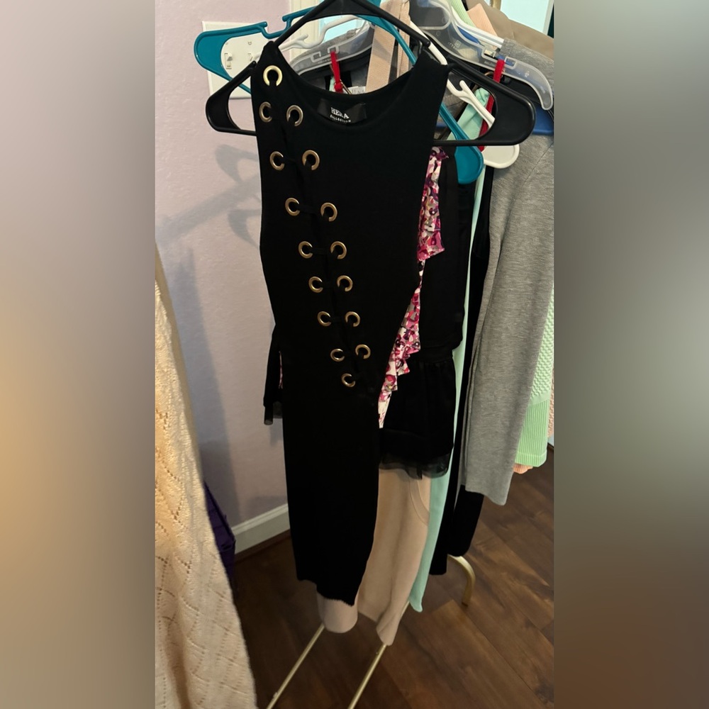 Black Dress with Gold Eyelet Detail